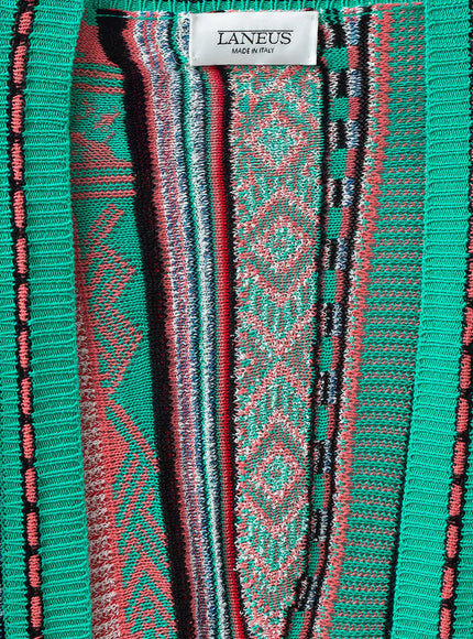 Laneus Multicolor Jacquard Cotton Cardigan