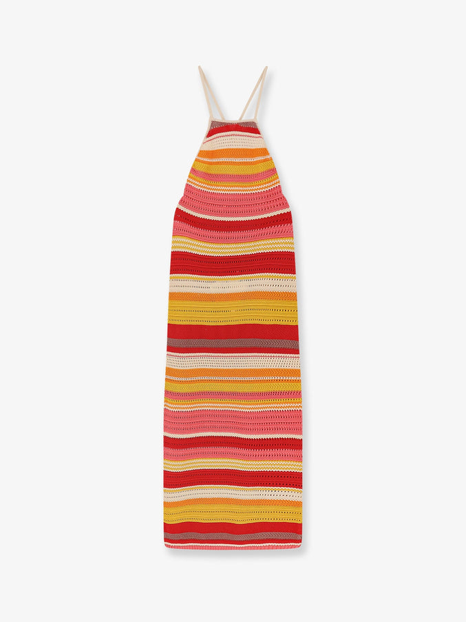 Laneus Multicolor Cotton Dress Pink Multicolor