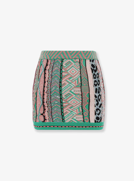 Laneus Multicolored Cotton Skirt Verde Smeraldo