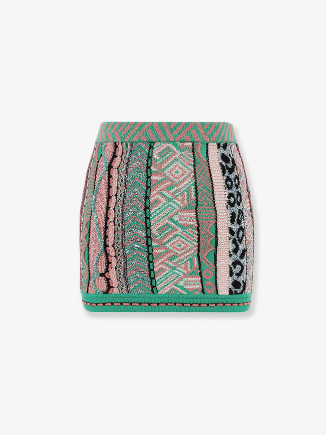 Laneus Multicolored Cotton Skirt Verde Smeraldo