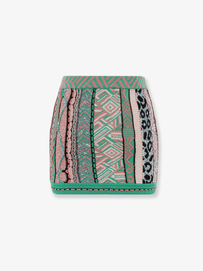 Laneus Multicolored Cotton Skirt Verde Smeraldo