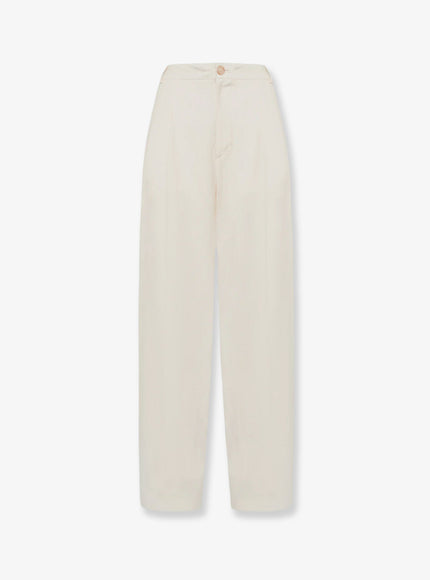 Laneus Viscose And Linen Trousers Panna