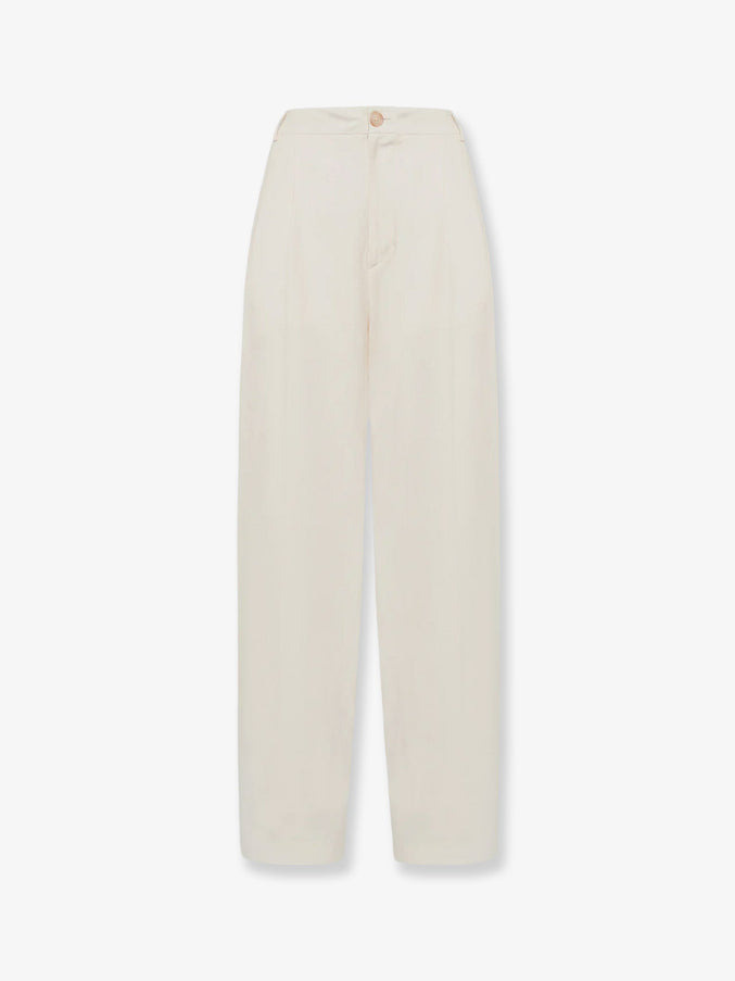 Laneus Viscose And Linen Trousers Panna