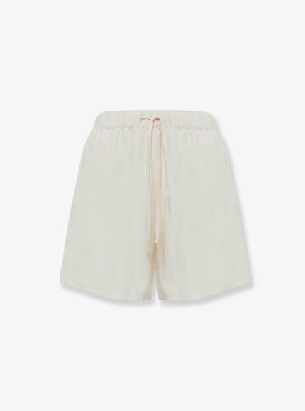 Laneus Viscose And Linen Blend Cancun Bermuda Shorts Panna
