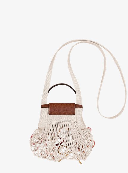 Longchamp Paris Le Pliage Filet Canvas Shoulder Bag With Raffia Bow Detail