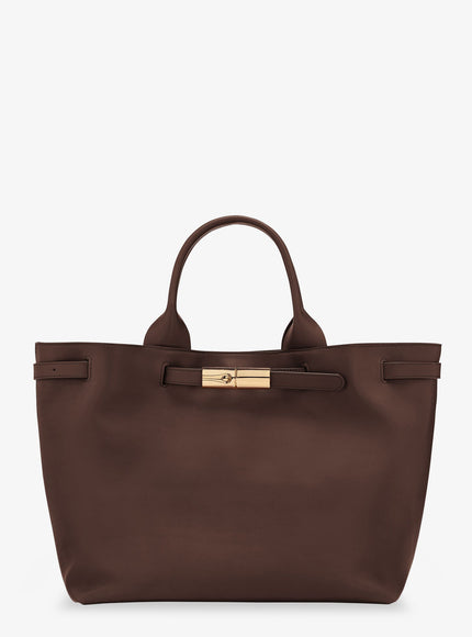 Longchamp Paris Le Roseau Leather Handbag Uni Moka