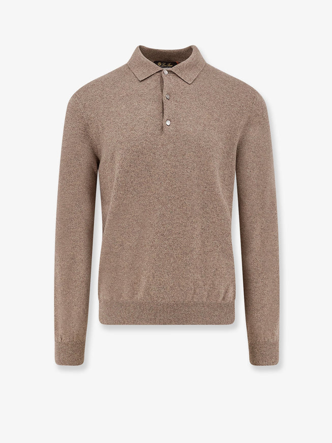 Loro Piana Cashmere Polo Shirt Licorice Root Mel