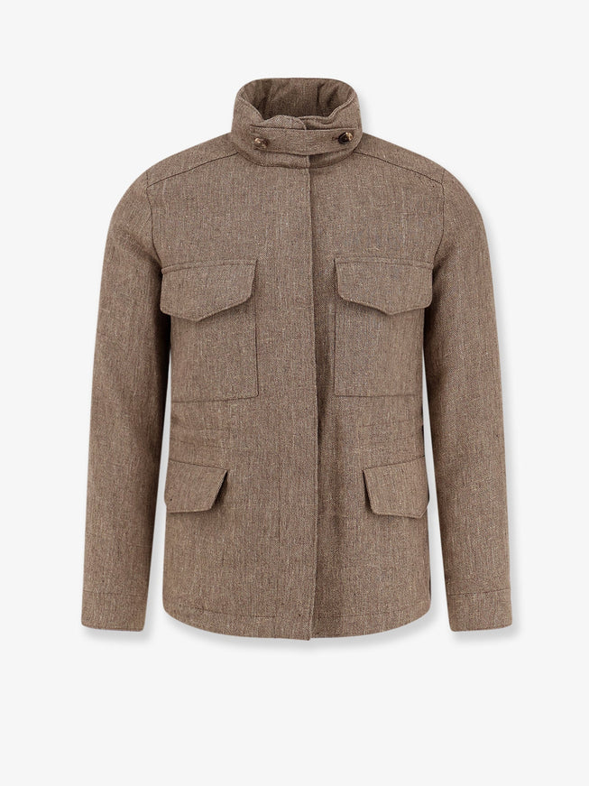 Loro Piana Traveller Linen Jacket Wood Brown Chest Nut