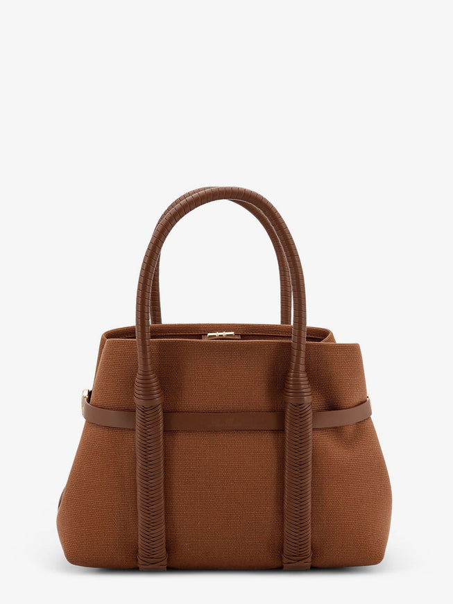 Loro Piana Ghiera Shopper Small Canvas Handbag Uni Colour Vicuna Dark V