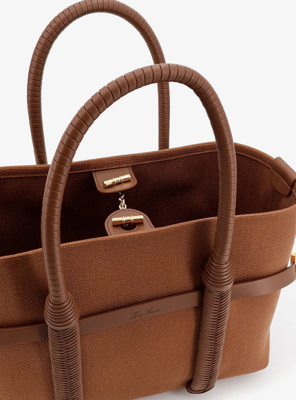 Loro Piana Ghiera Shopper Small Canvas Handbag