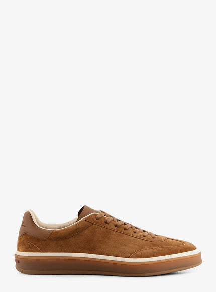 Loro Piana Suede Tennis Walk Sneakers Light Sand Dune