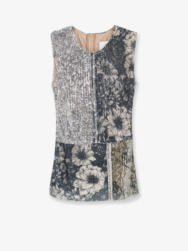Maison Margiela Patchwork Top With Sequins Embroidery Blue