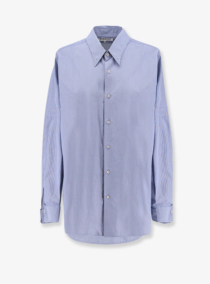 Maison Margiela Striped Cotton Shirt 40 Light Blue Grey
