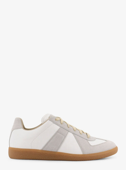 Maison Margiela Replica Leather And Suede Low-Top Sneakers White