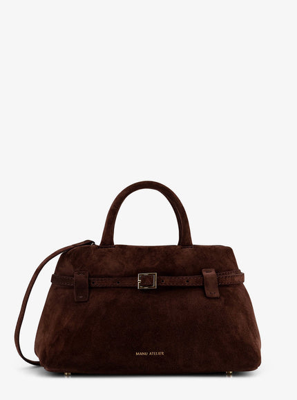 Manu Atelier Le Cambon 25 Suede Handbag Uni Deep Brown