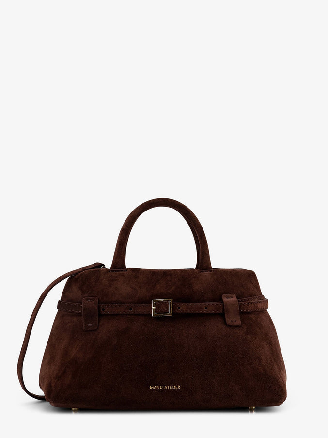 Manu Atelier Le Cambon 25 Suede Handbag Uni Deep Brown