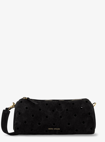 Manu Atelier Mini Cylinder Suede Crossbody Bag Uni Black