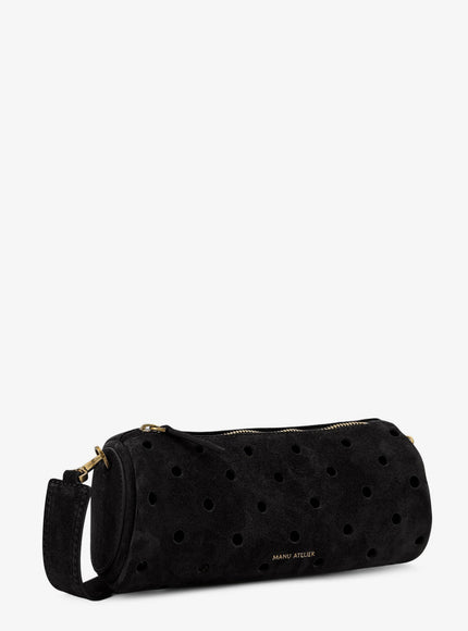 Manu Atelier Mini Cylinder Suede Crossbody Bag