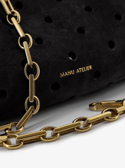 Manu Atelier Mini Cylinder Suede Crossbody Bag