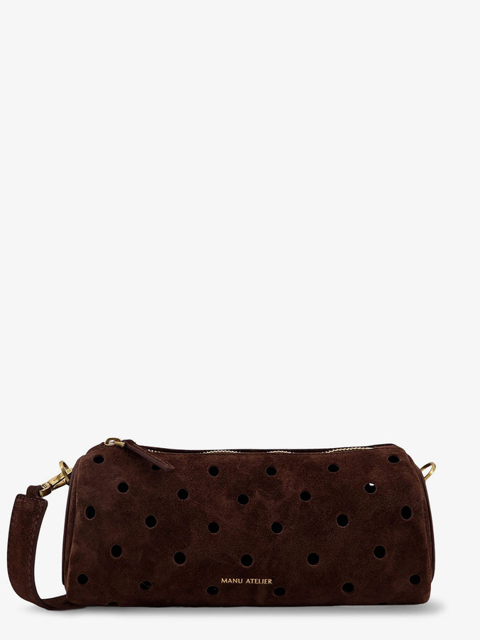 Manu Atelier Mini Cylinder Suede Crossbody Bag Uni Deep Brown