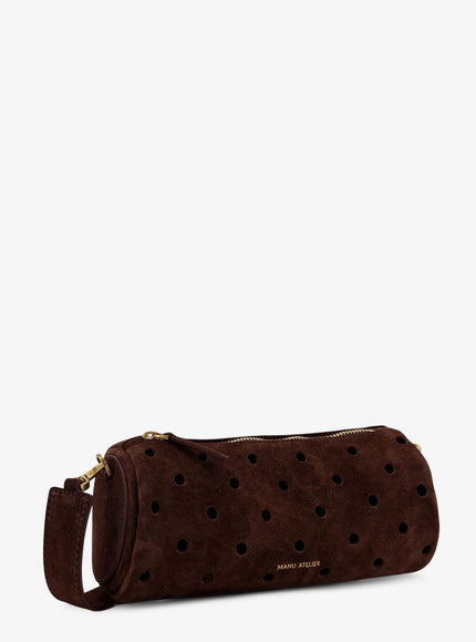 Manu Atelier Mini Cylinder Suede Crossbody Bag