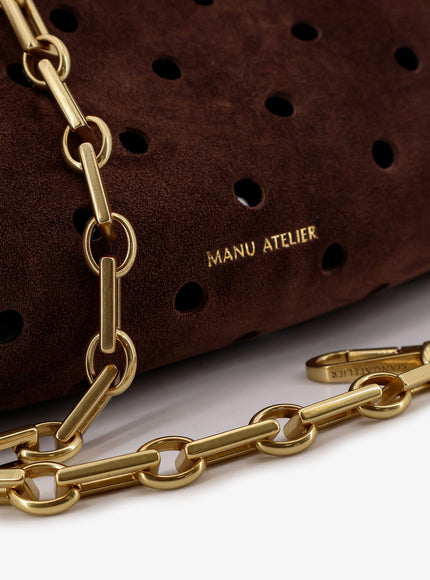 Manu Atelier Mini Cylinder Suede Crossbody Bag