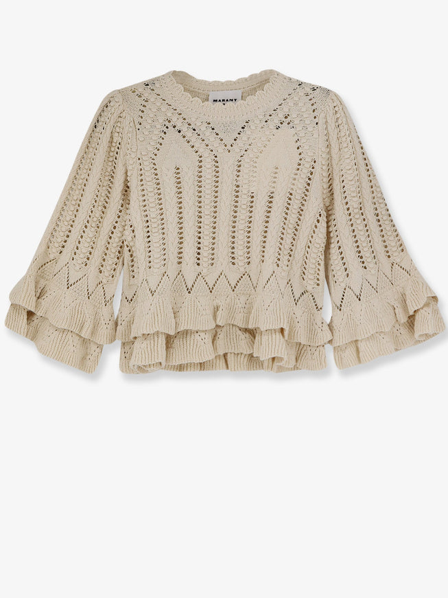 Marant Etoile Frilly Cotton Sweater With Ruffles Detail Ecru