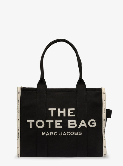 Marc Jacobs Traveler Tote Canvas Shopping Bag With Logo On The Front Uni Black