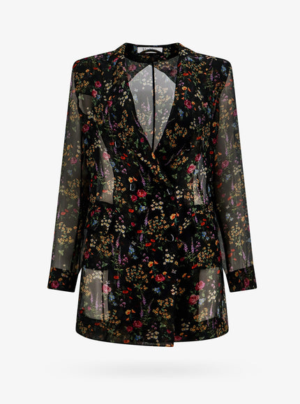 Max Mara Silk Blazer With Floral Print Nero