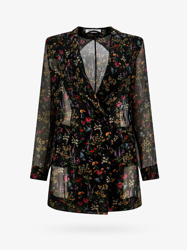 Max Mara Silk Blazer With Floral Print Nero