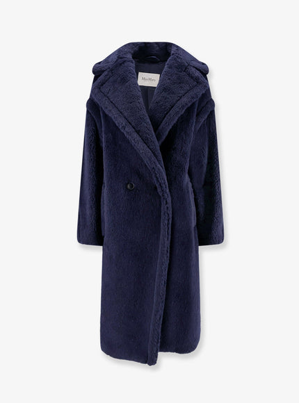 Max Mara Tedgirl Alpaca And Virgin Wool Fur Coat Blu Marino