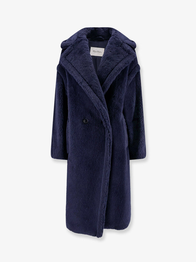 Max Mara Tedgirl Alpaca And Virgin Wool Fur Coat Blu Marino