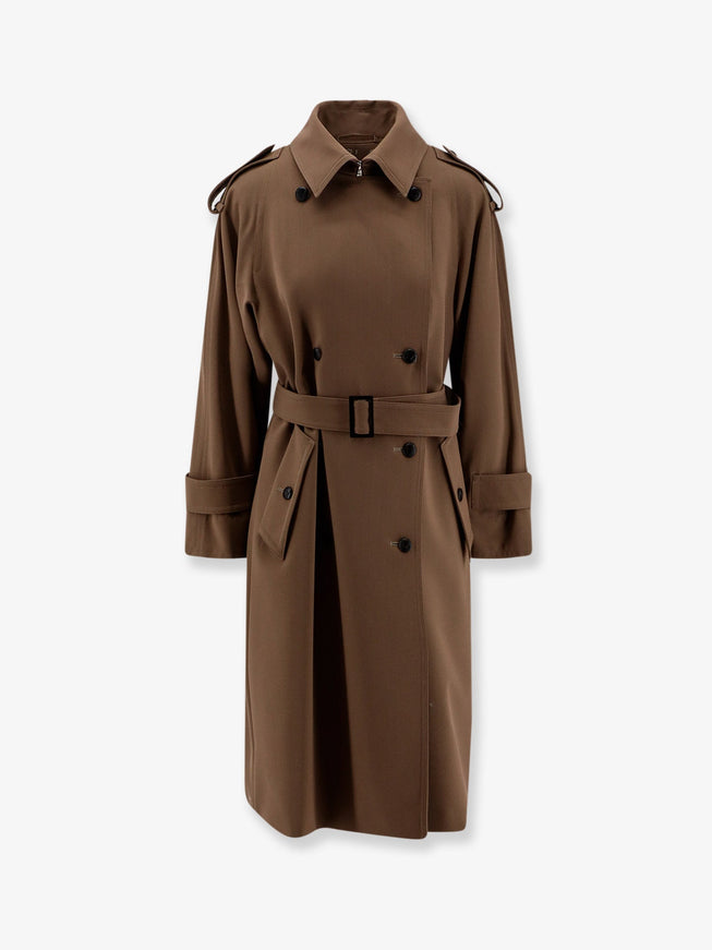 Max Mara Mxmcerto Virgin Wool Trench Marrone