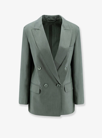 Max Mara Mxmalbata Virgin Wool And Silk Blazer Verde Scuro