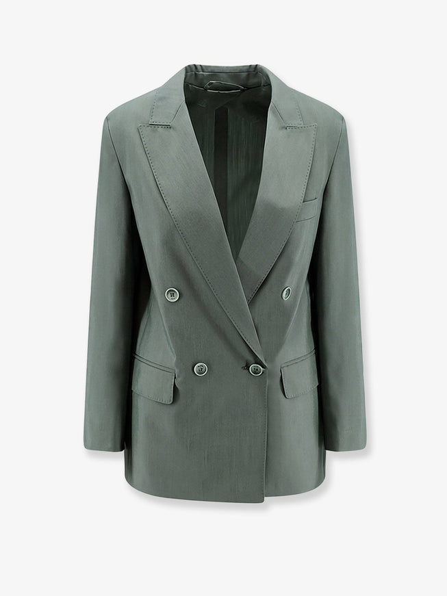 Max Mara Mxmalbata Virgin Wool And Silk Blazer Verde Scuro