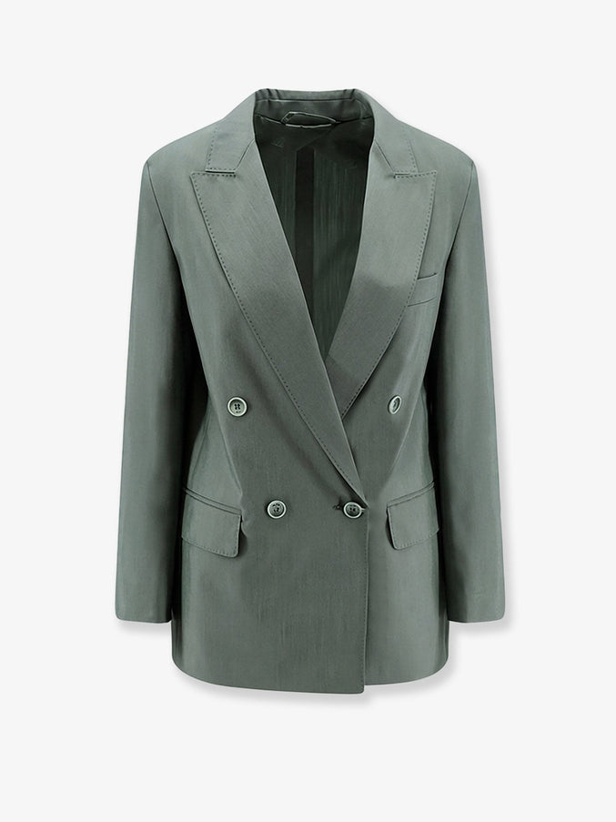 Max Mara Mxmalbata Virgin Wool And Silk Blazer Verde Scuro