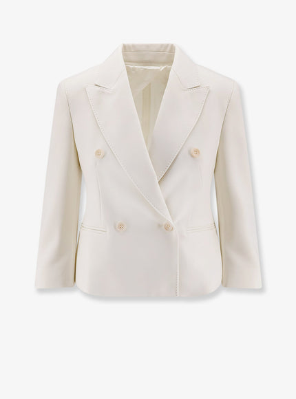 Max Mara Mxmdorico Stretch Virgin Wool Blazer Bianco Avorio