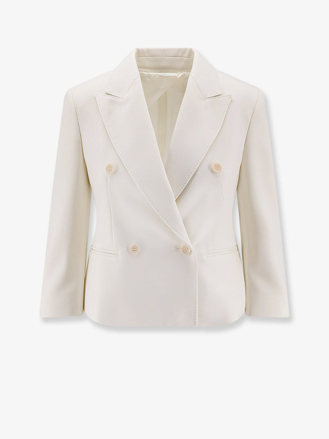 Max Mara Mxmdorico Stretch Virgin Wool Blazer Bianco Avorio