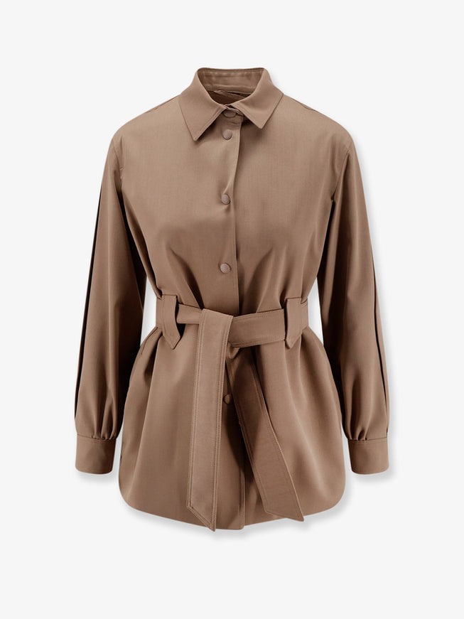 Max Mara Mxmagenzia Virgin Wool Shirt/Jacket Nocciola