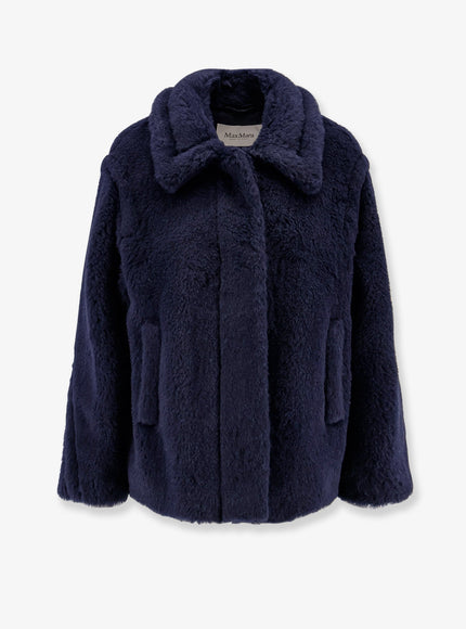 Max Mara Mxmfuggito Alpaca, Virgin Wool And Silk Jacket Blu Marino