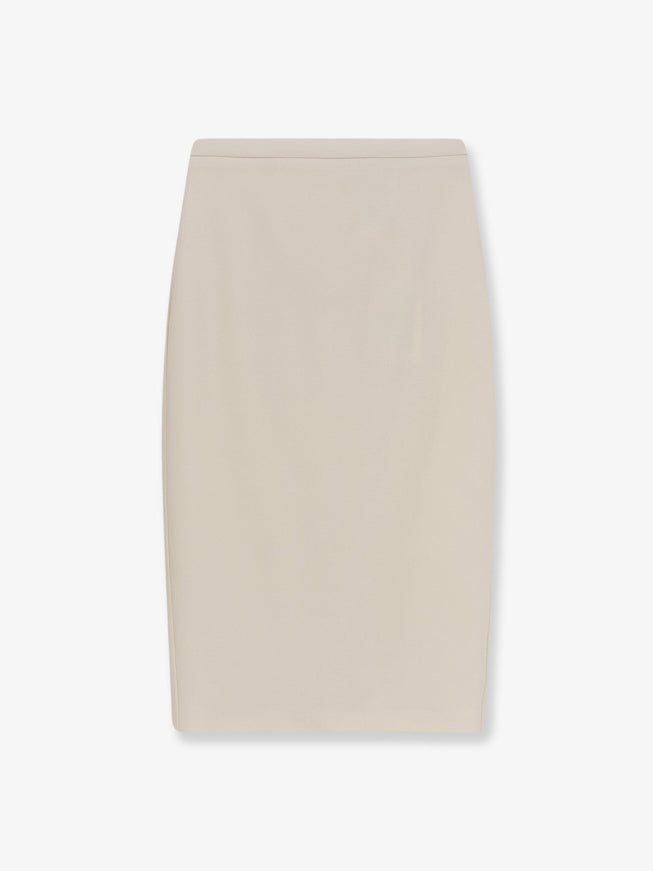 Max Mara Mxmotre Stretch Virgin Wool Skirt Bianco Avorio