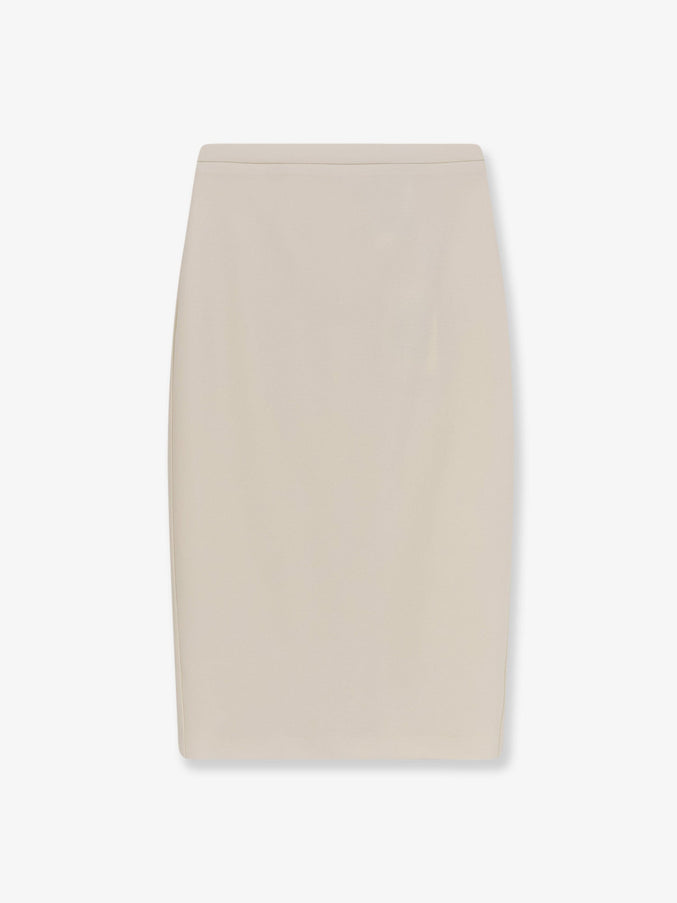 Max Mara Mxmotre Stretch Virgin Wool Skirt Bianco Avorio