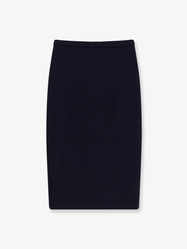 Max Mara Mxmotre Stretch Virgin Wool Skirt Blu Marino