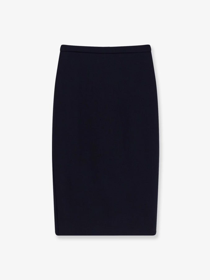 Max Mara Mxmotre Stretch Virgin Wool Skirt Blu Marino