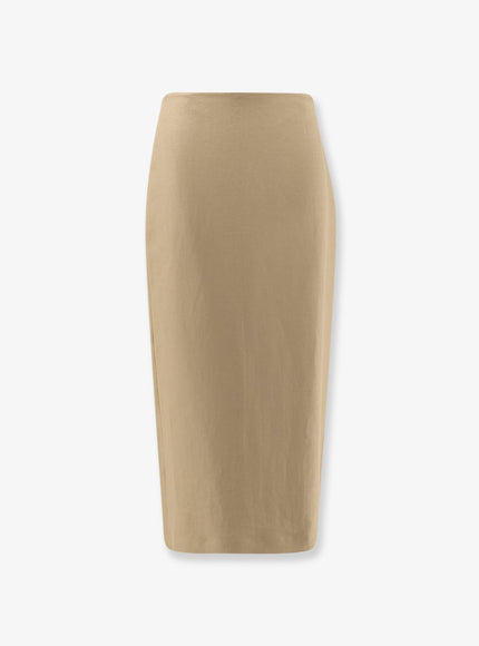 Max Mara Mxsveranda Linen Midi Skirt Cammello