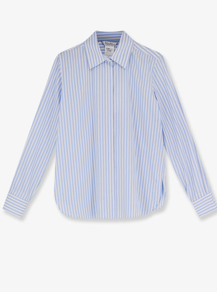 Max Mara Mxmaccenni Striped Cotton Shirt Azzurro