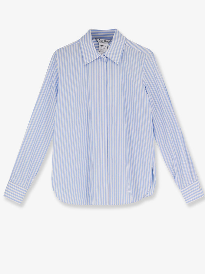 Max Mara Mxmaccenni Striped Cotton Shirt Azzurro