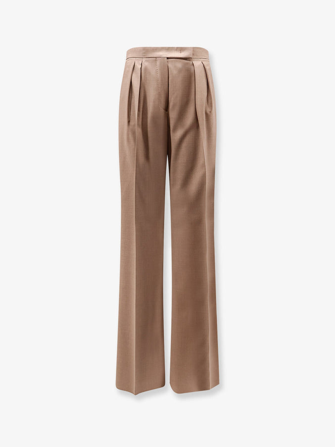 Max Mara Mxmzimino Virgin Wool Trousers Nocciola