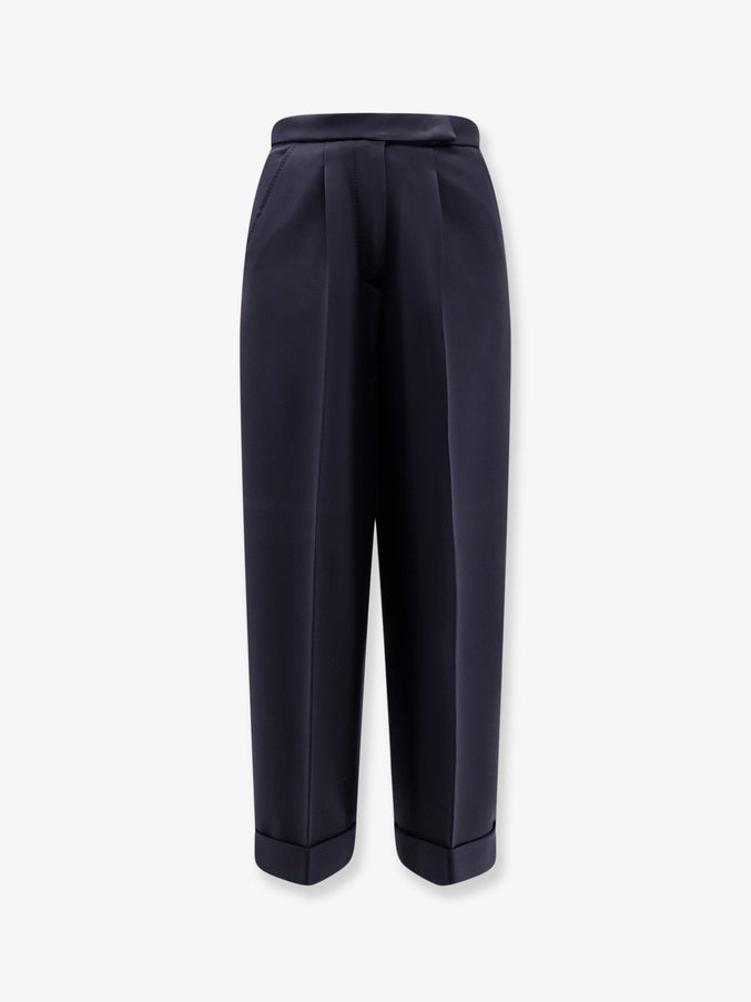 Max Mara Mxmrugiada Virgin Wool Trousers Blu Marino