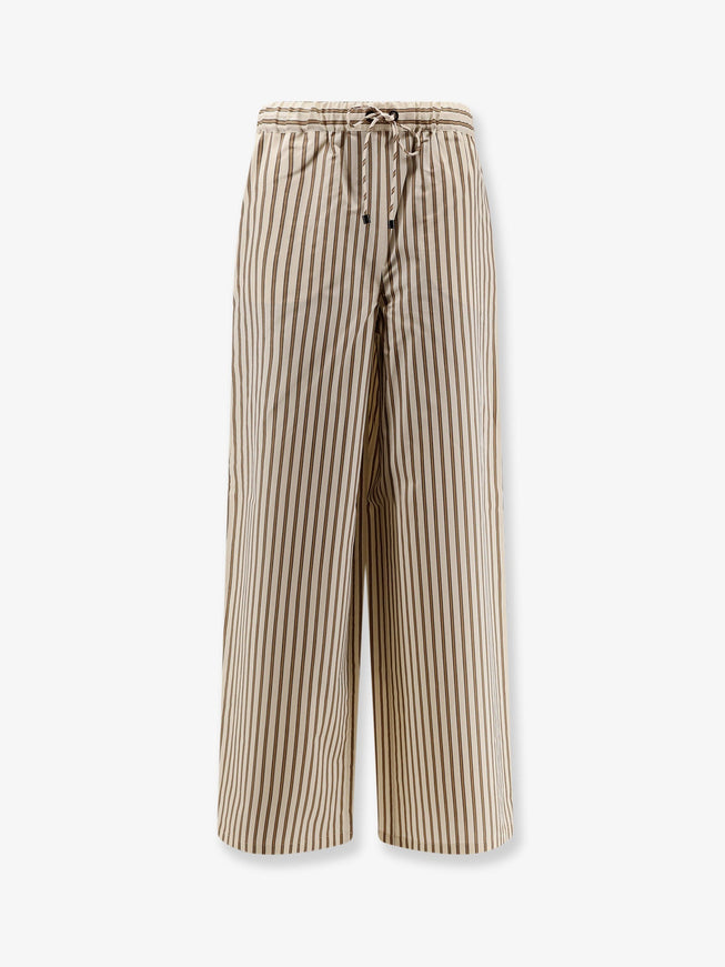 Max Mara Mxmordine Cotton And Silk Trousers Beige